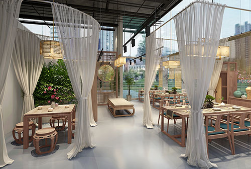 宣城200平禅意中式风格奶茶咖啡店装修设计效果图