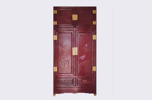 宣城高端中式家居装修深红色纯实木衣柜
