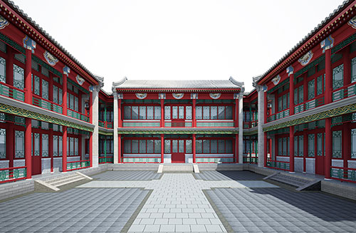 宣城北京四合院设计古建筑鸟瞰图展示