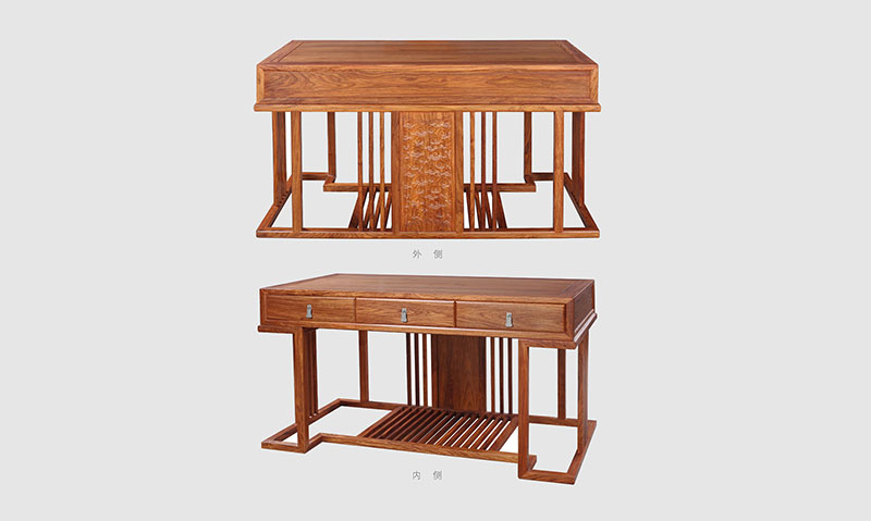 宣城 别墅中式家居书房装修实木书桌效果图