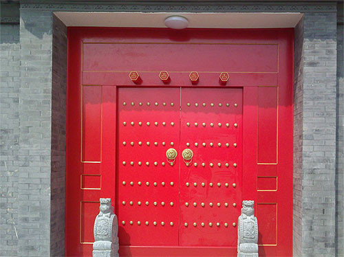 宣城中国传统四合院系列朱红色中式木制大门木作